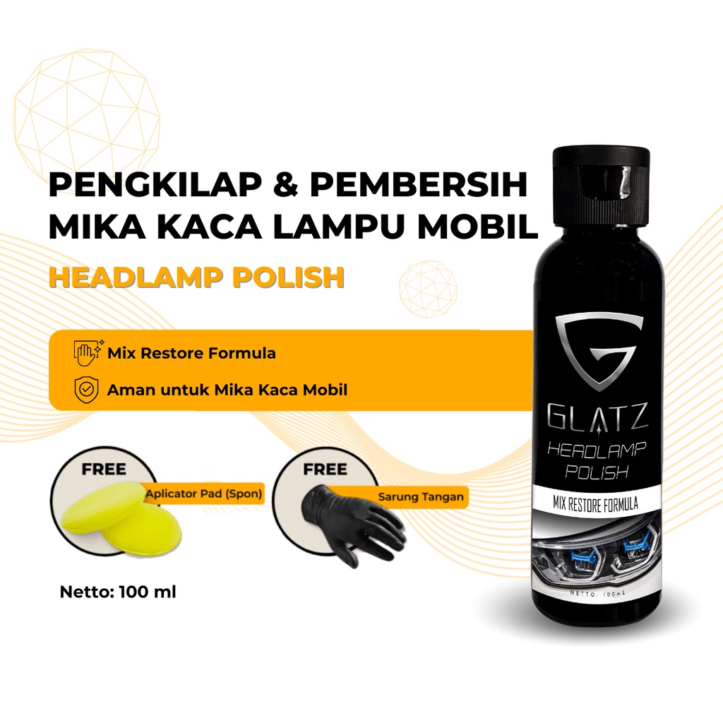 Pengkilap Mika Lampu Depan Mobil yang Buram Kuning Kusam GLATZ Headlamp Polish