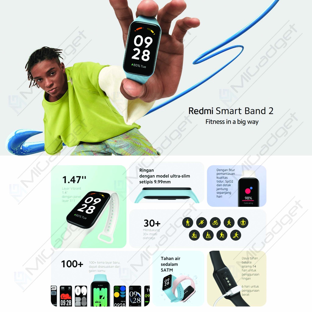 Redmi Smart Band Smartband 2 Tahan Air 5ATM SpO2