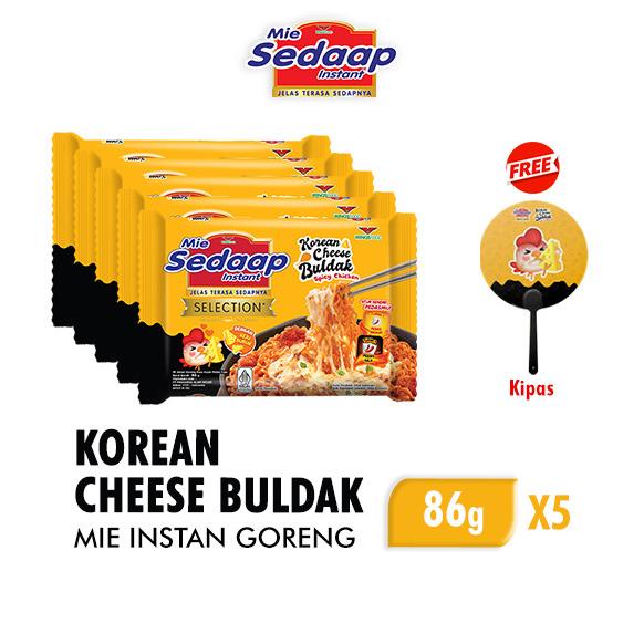 

Sedaap Mie Instan Goreng Korean Cheese Buldak 86gr x 5 Free Kipas