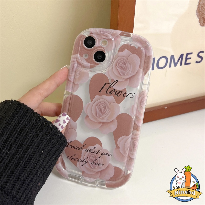 IPHONE Casing Kompatibel Untuk Iphone14 13 12 11 Pro Max X Xr Xs Max SE 8 7 6 6s Plus Retro Ins Sastra Rose Phone Case HD Bening Tebal Airbag Shockproof Soft Case Cover Pelindung