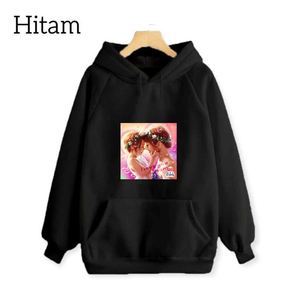 Hzl_outfit Sweater Hoodie I Love You Mom Anak Perempuan/ Hoodie Anak Anak