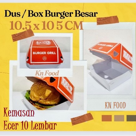 

Box Dus Kotak Burger Besar ECER 10 Lembar uk 10,5x10cm