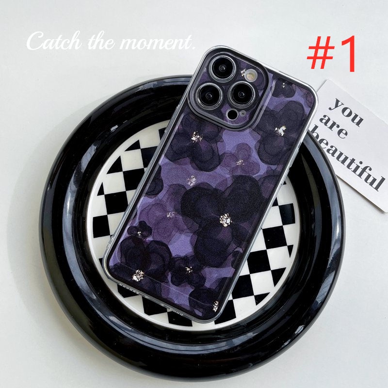 Black Purple Flowers Bracelet Soft Case Samsung Galaxy A30 A20 A50 A30S A50S A20S A11 A31 A51 A71 A12 A22 A02 A02S A32 A52 A13 A23 A33 A53 A72 A73 A03 4G 5G Nice Casing