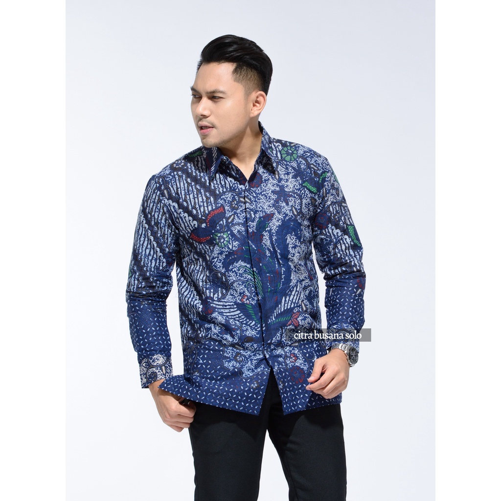 PEKSI LUHUR BIRU Kemeja Batik Pria Full Furing Bahan Katun Primisima