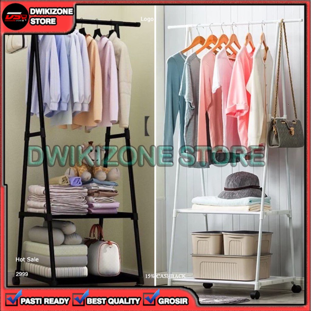 [DZS] RAK STAND TRIANGLE HANGER SEGITIGA RODA BAJU TAS BUKU SERBAGUNA