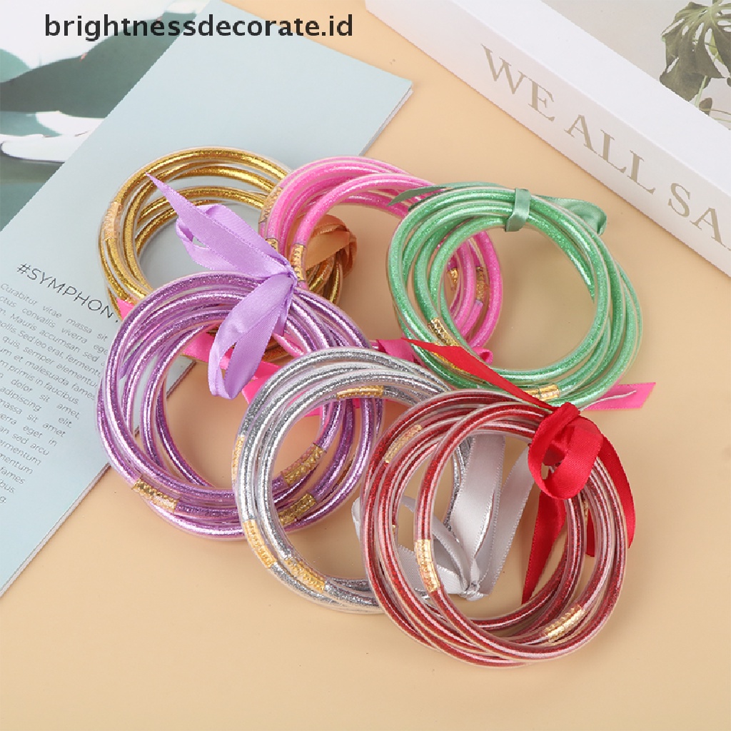 [Birth] 1set Shiny Gold Buddhist Rush Gelang Bharm Halus Budha Gadis Gelang Silikon Plastik Glitter Jelly Budha Cahaya Gelang Hadiah [ID]