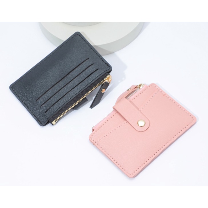 Dompet Kartu Card Holder Coin Wallet Bahan Kulit Koin