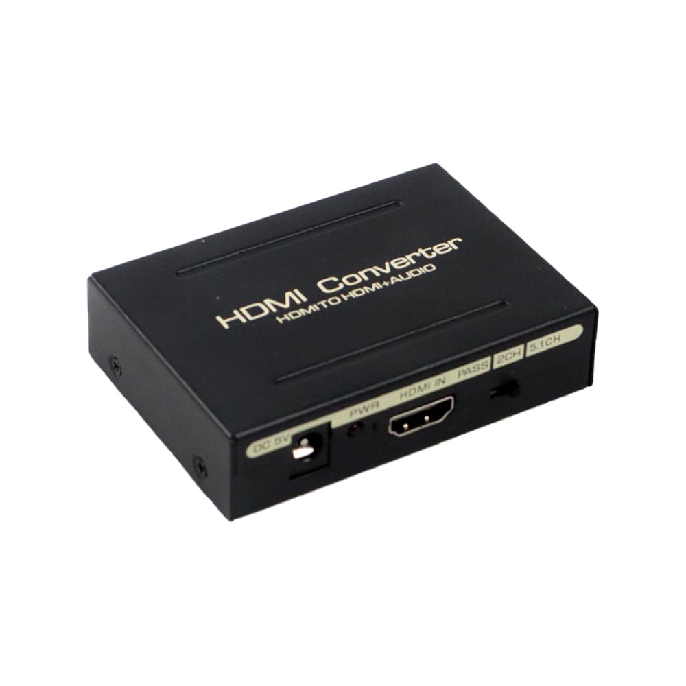 Audio Splitter HDMI to HDMI + Optical SPDIF + RCA Extractor Converter - AY60 - Black