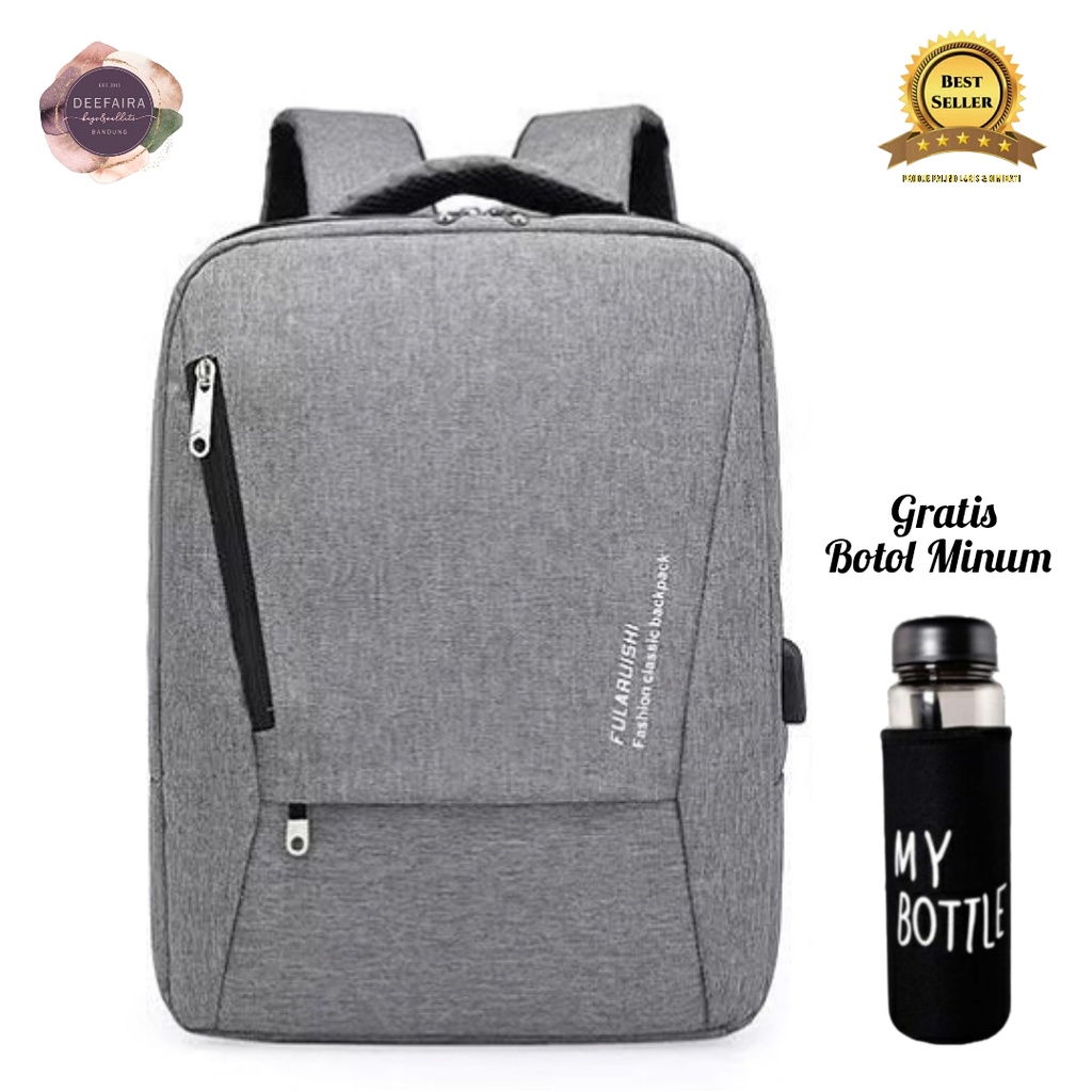 Tas Ransel Backpack Pria Serbaguna Wr044 Untuk Sekolah Kerja Kuliah Free Botol