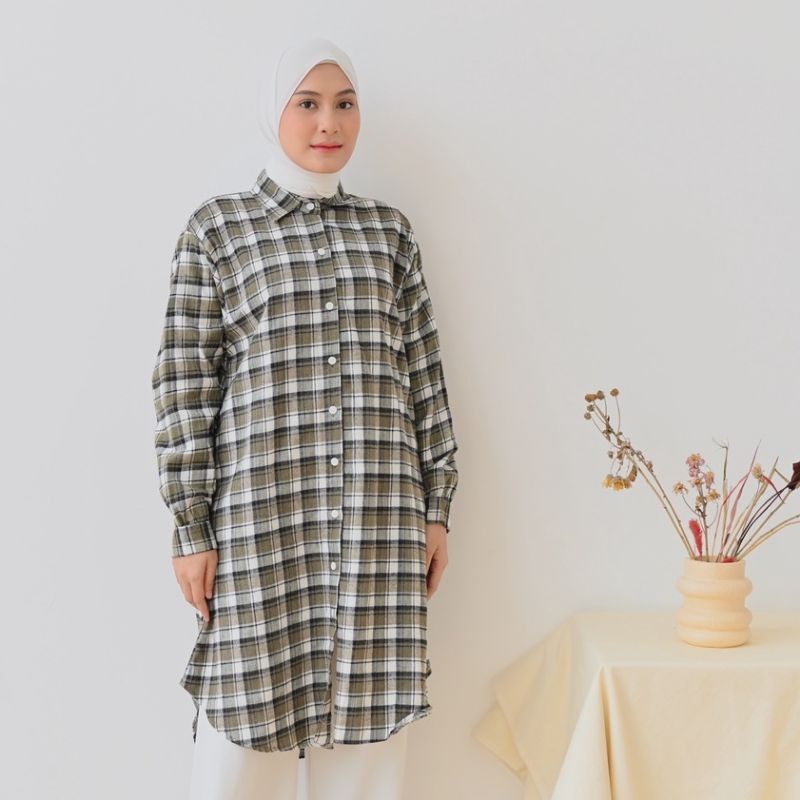 TUNIK WANITA FLANEL KOTAK KOTAK/ Tunik Wanita Flanel BAHAN SANGAT TEBAL/ Tunik Xxl ld 110