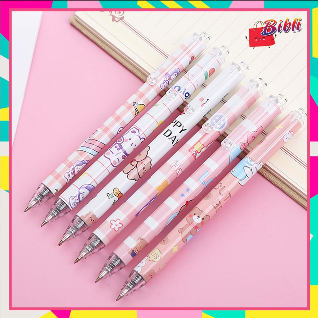 

♛ ♛Pulpen Gel Motif Beruang Pulpen Pelajar Dan Kantor Pena Lucu Cute Bear Press Gel Pen