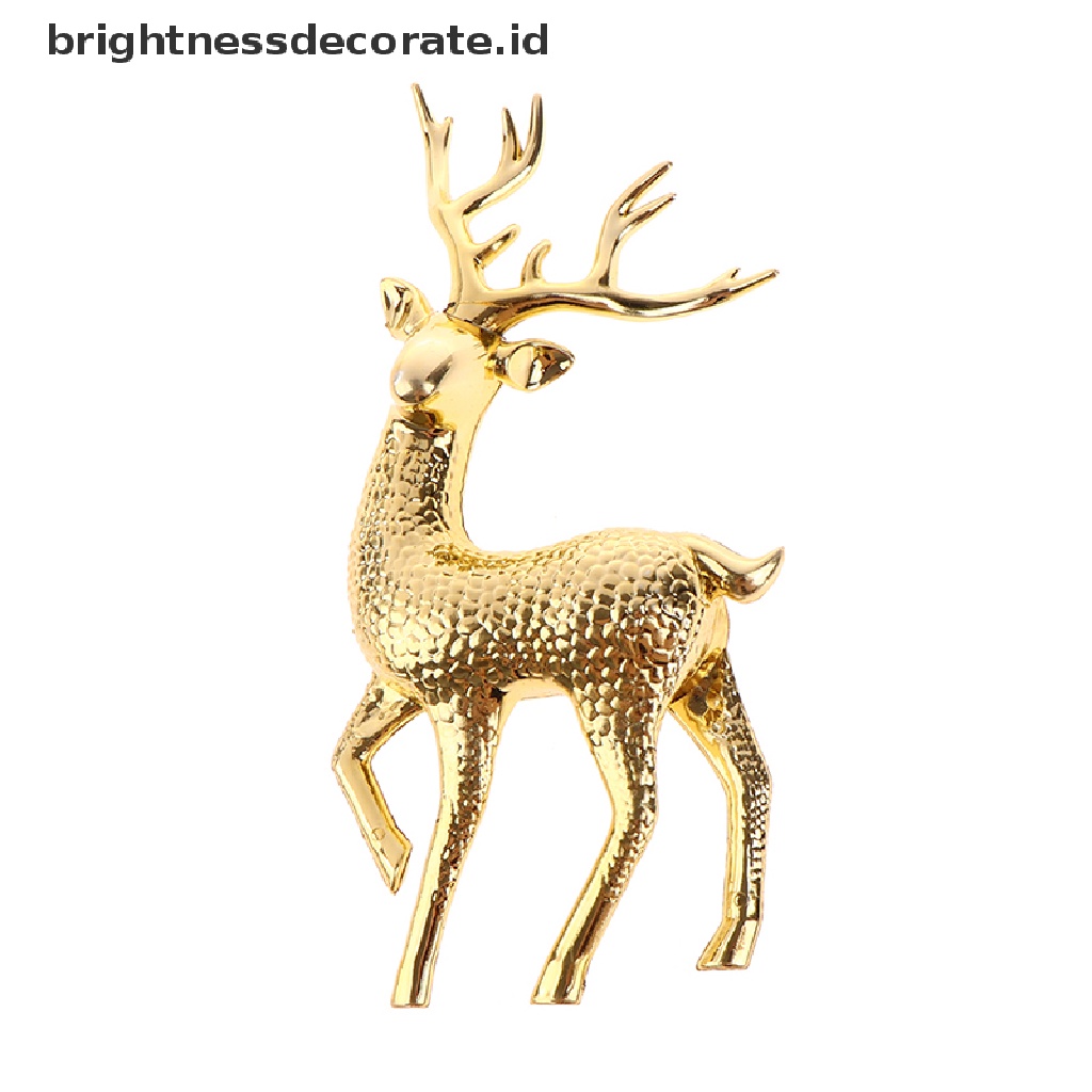 [Birth] 1pc Natal Elk Plastik Golden Cake Topper Dessert Dekorasi Hadiah Anak [ID]