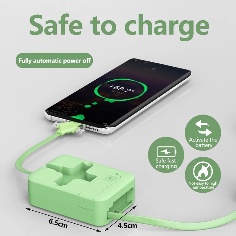 T&amp;Y Kabel Charger 3 IN 1 Kepala Micro USB Tipe-C Fast Charging 1 Mtr Dengan Bracket Retractable Pengisian Daya Charger Roll HP Teleskopik Kabel Data Gulung USB Cable Box Panjang 1 Meter