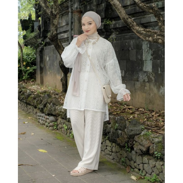 HAYYA OUTER / OUTER BRUKAT PUTIH KONDANGAN / OUTER LACE