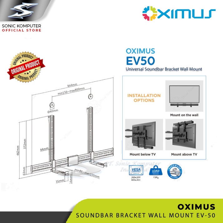 Universal Soundbar Bracket Wall Vesa Base Holder Premium OXIMUS EV50