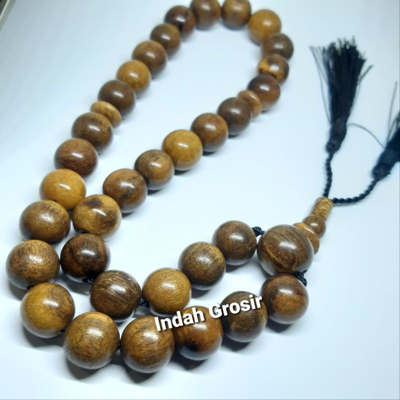 TASBIH KAYU GAHARU WANGI 33BUTIR 14MM 100% NATURAL