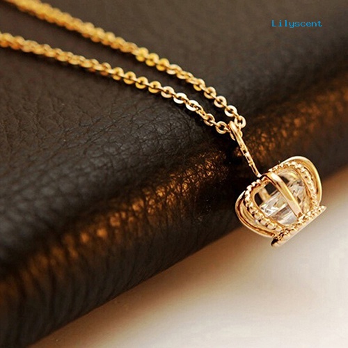 Ls Elegan Wanita Mahkota Shiny CZ Cubic Zirconia Charm Pendant Klavikula Kalung