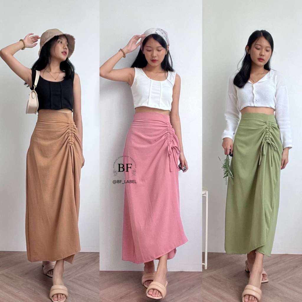 Kalla Skirt 1105 | Rok Serut | Midi Maxi Skirt | Rok Serut Casual Korean Look by@bf_ label