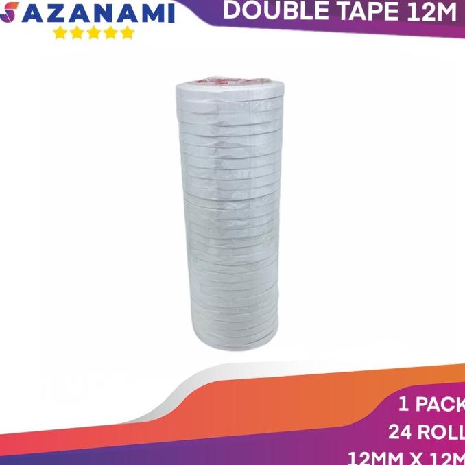 

DOUBLE TAPE 12MM x 12 METER DOUBLETAPE KERTAS PUTIH SAZANAMI ISI 24ROL