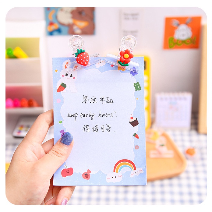 ⭐️𝐈𝐇𝐒 𝟐𝟏𝟕 𝐋𝐚𝐦𝐩𝐮𝐧𝐠⭐️Binder Clip Penjepit Kertas Plastik Motif Buah Penjepit Serbaguna Transparan