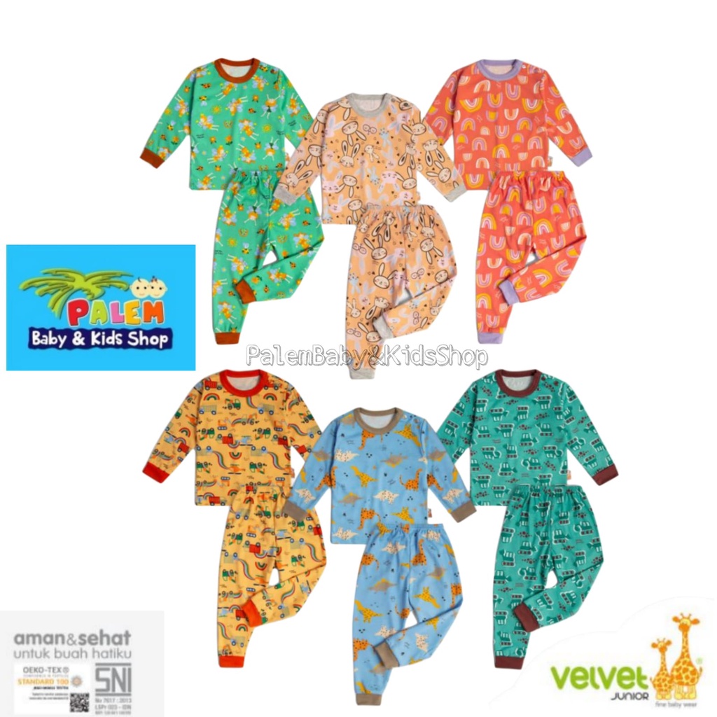 3pcs setelan Velvet junior oblong panjang/piyama baby S,M,L.LB,XL,XXL