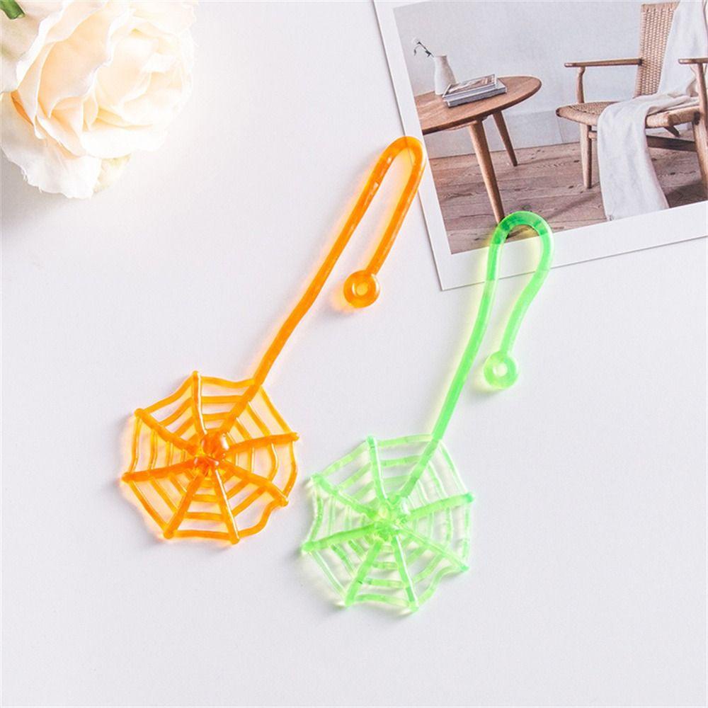 Lanfy 10pcs Sticky Spider Web Lucu Novelty Mainan Anak Pinata Fillers Halloween Untuk Anak Elastis Spider Web