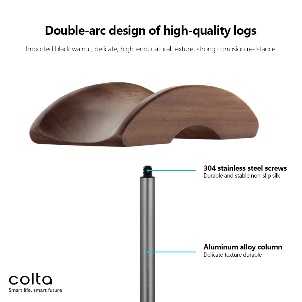 Colta Wood Headphone Stand Holder Universal Aluminium Steel Basic Gantungan Dinding Headset Earphone Kayu Metal