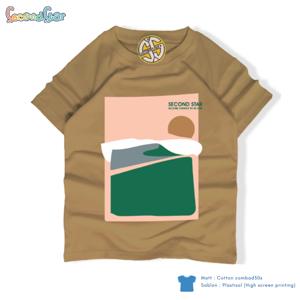 Second Star baju anak Laki-laki perempuan Kaos oblong 1 - 12 tahun warna putih