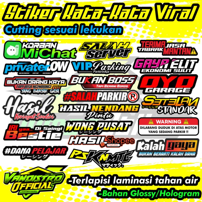 stiker kata kata glossy / stiker racing / stiker viral / stiker motor / stiker hitz