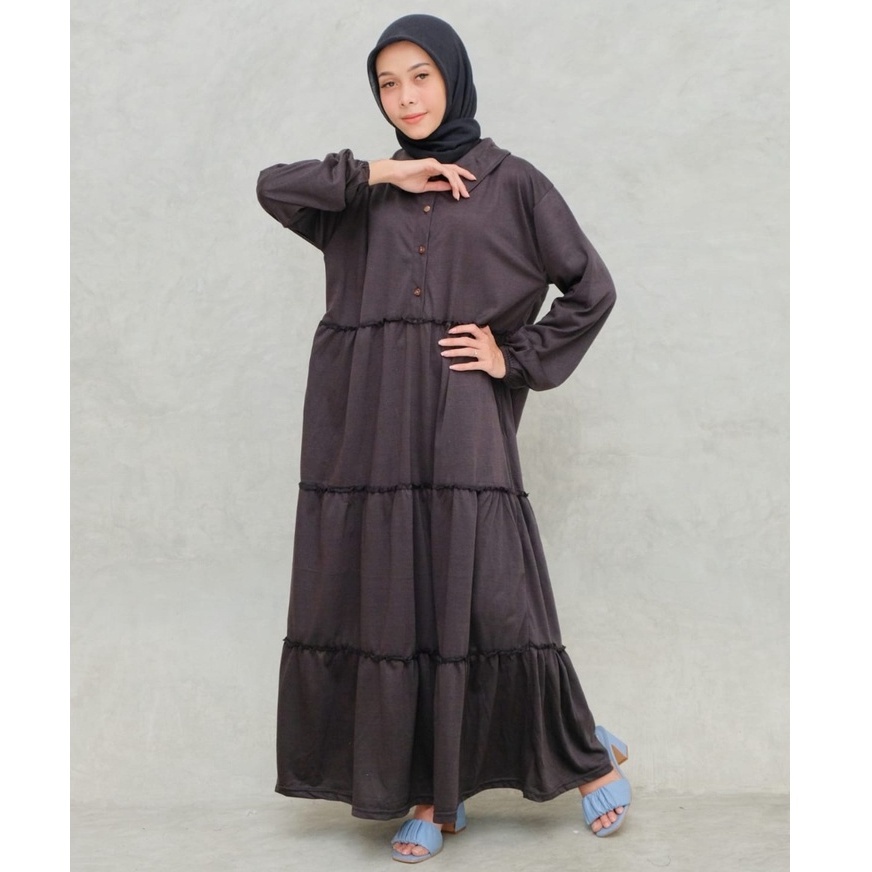 Gamis Misoka bahan Rubia Pakaian Wanita Kancing Depan