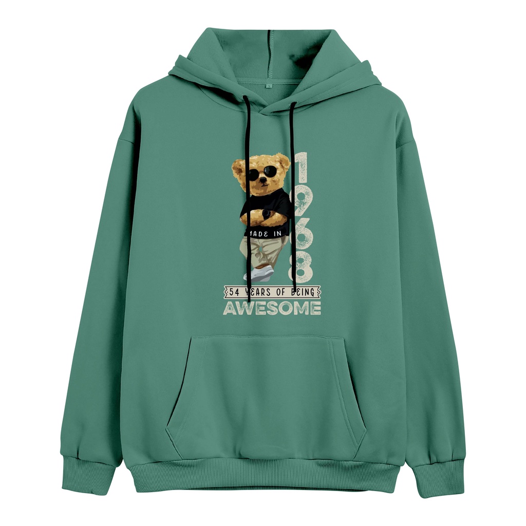 Bear Awesome 1968 Jumper Hoodie Anak II Jaket Hoodie Anak Viral II Sweater Hoodie Kids Size M - XL ( Laki Laki &amp; Peremepuan )