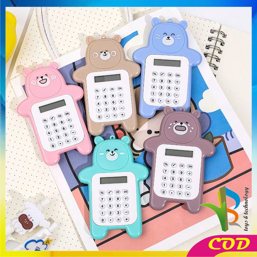 RB-C325 Kalkulator Mini Motif Beruang 8 Digit Tombol Karet Sekolah Stationary/ Bear Calculator Travel Mini Portable Desain Kartun Beruang