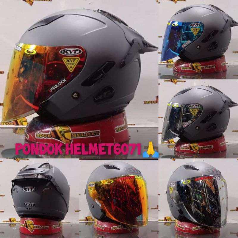 Helm half face kyt galaxy solid grey dof original helm/paket ganteng venom