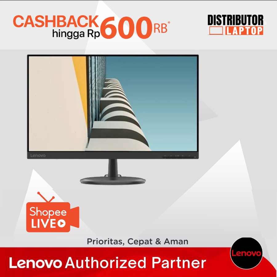 MONITOR LED LENOVO D27-40 / 27 INCH FHD VA / 75Hz 4ms - CICILAN 0%