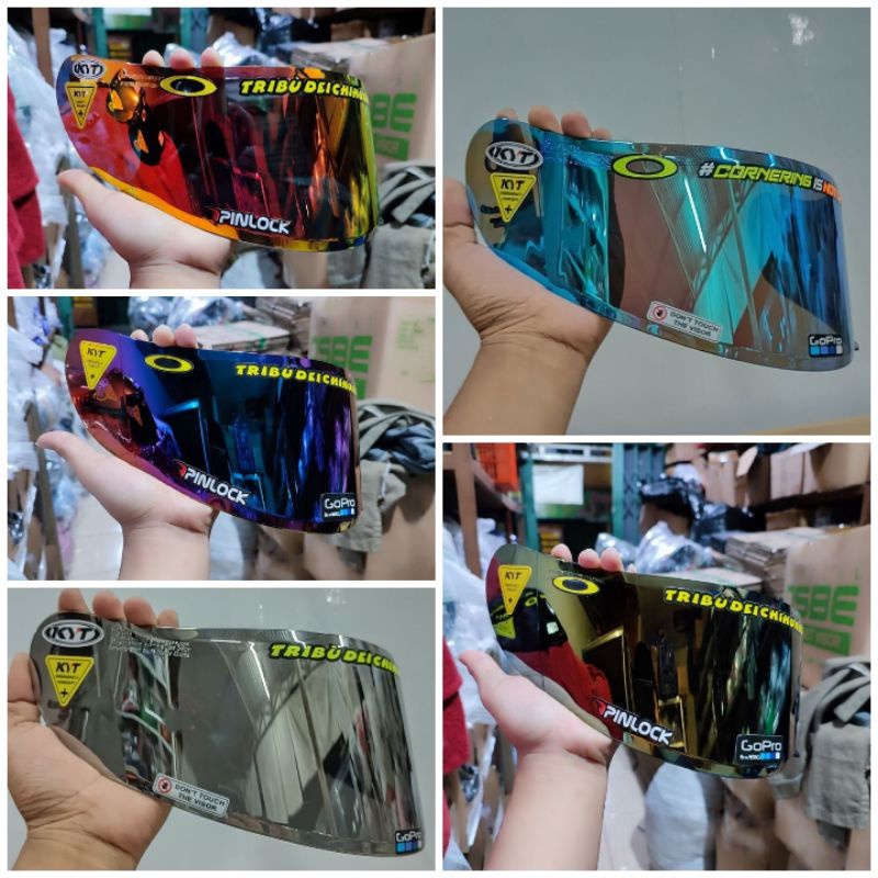 Flat visor iridium redgold blue KYT R10 RC7 K2rider V2r bonus stiker