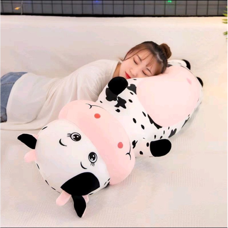 Boneka Guling Sapi 80cm Bahan Plush Import Guling Boneka Sapi 80cm Dan 60cm Lembut Halus