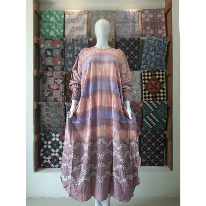 Gamis Kaftan Batik Sasirangan Gamis Dress Wanita ibu Hamil Murah - 1 terbaru baju lebaran muslimah t