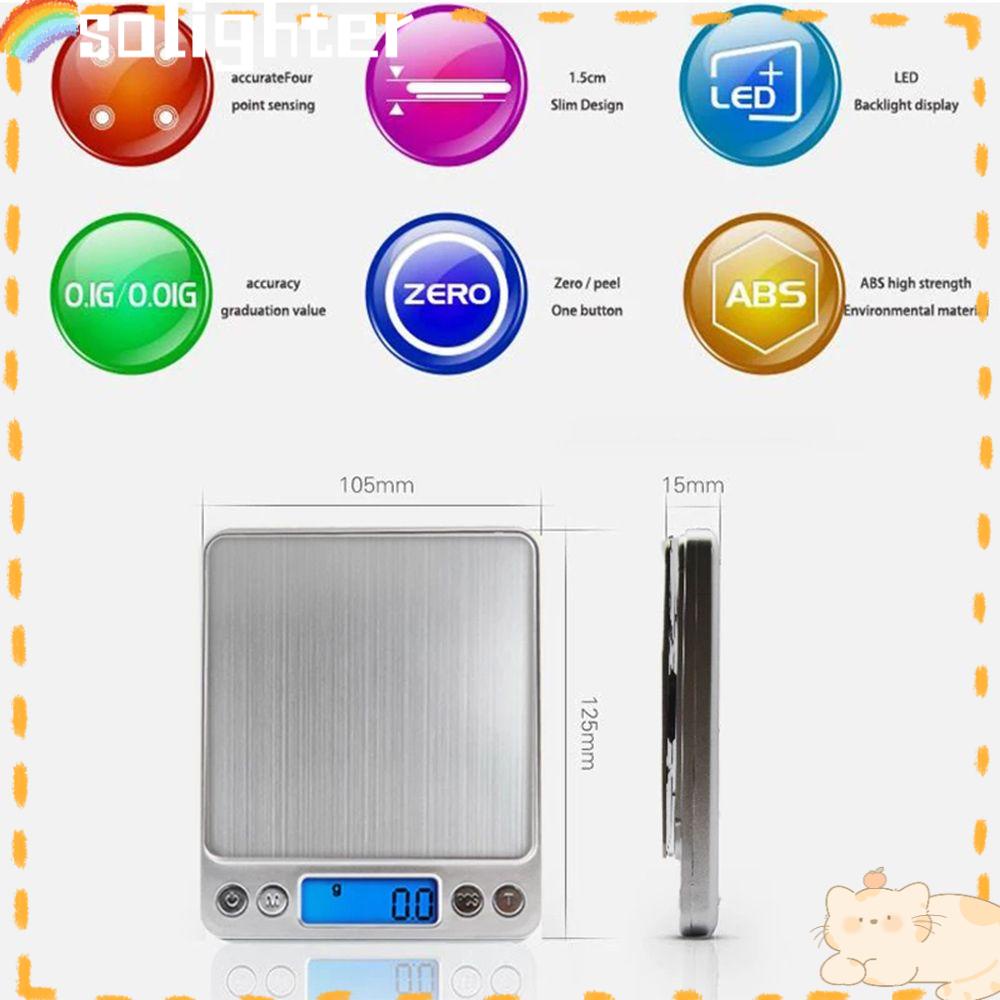 Solighter Timbangan Digital Profesional Untuk Perhiasan Dapur LCD Electronic Balance