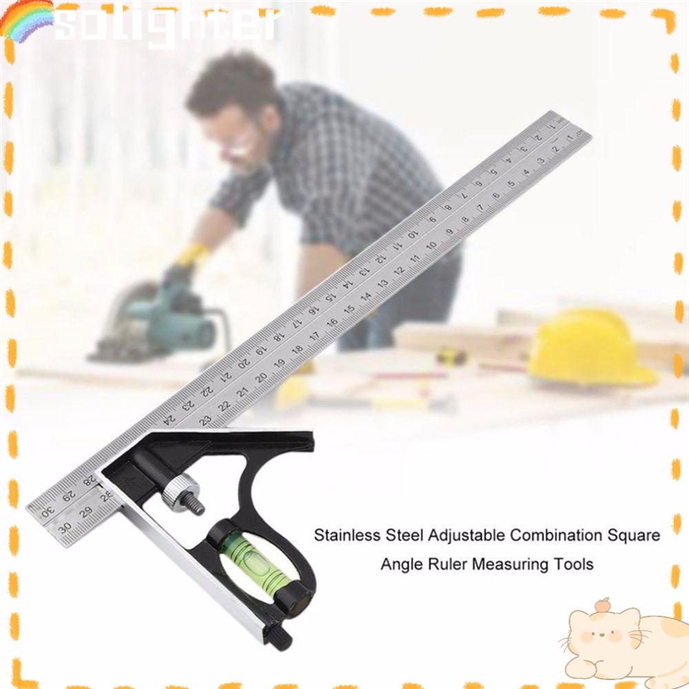 Solighter Angle Square 12 &quot;300mm Aluminium Penggaris Sudut Adjustable Tahan Lama