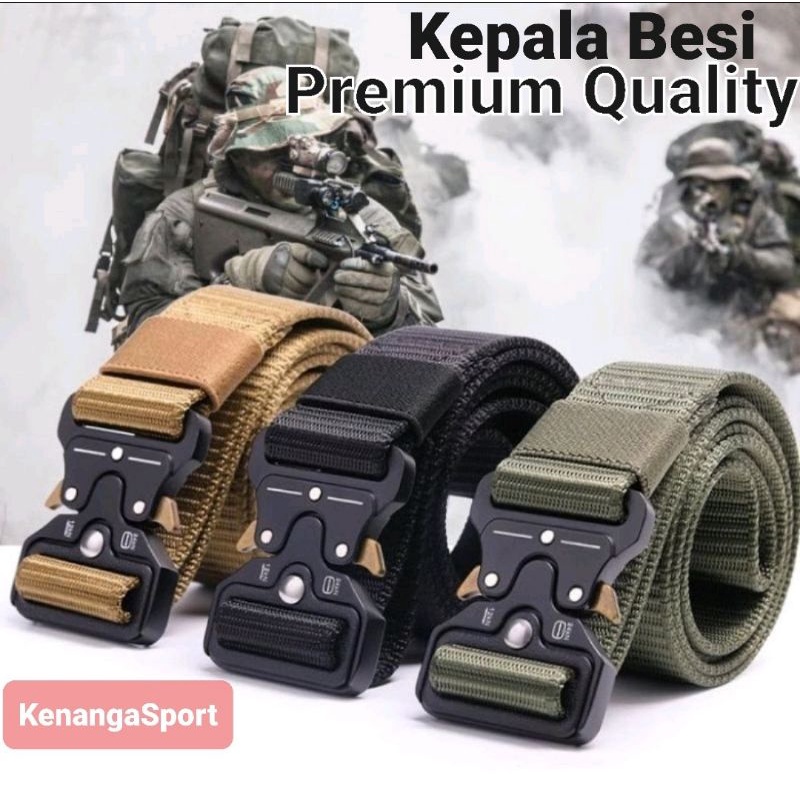 Ikat Pinggang Canvas Pria Kepala Besi - Sabuk Pria Nylon Tactical