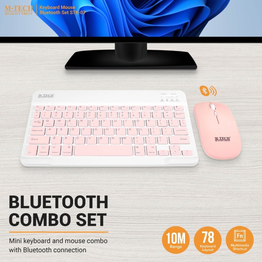 M-Tech STK07 Bluetooth Combo Keyboard Mouse STK-07 Wireless