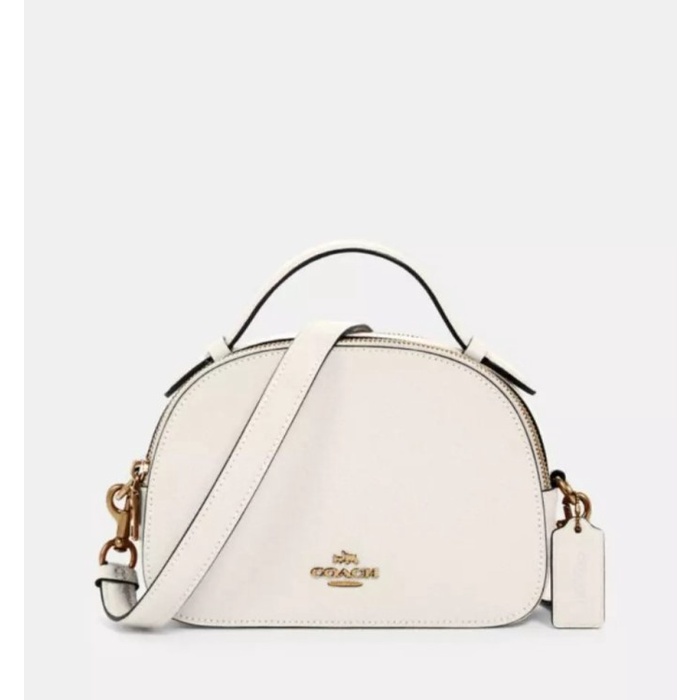 (100% ORIGINAL) TAS COACH Serena Crossgrain Leather Satchel Chalk 1589