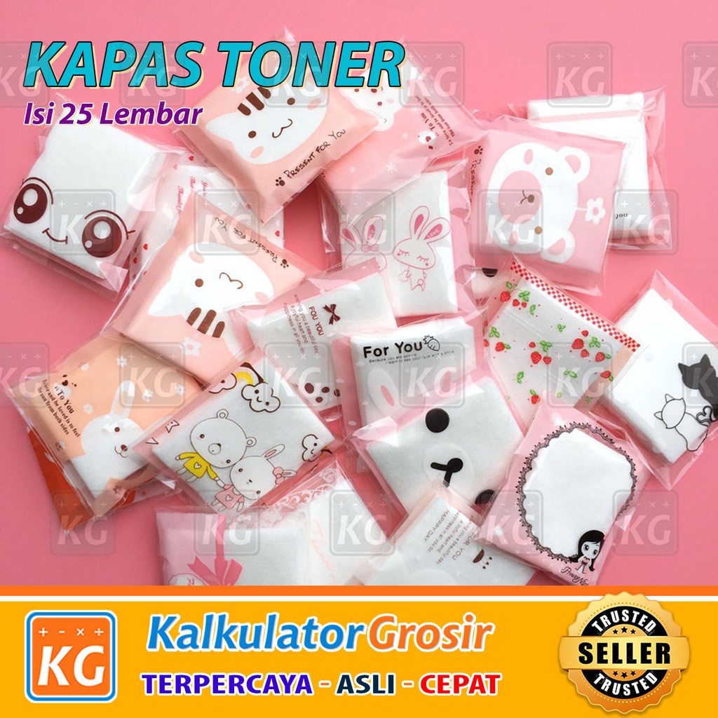 KAPAS TONER ISI 25PCS / KAPAS WAJAH TIPIS MAKE UP KARAKTER