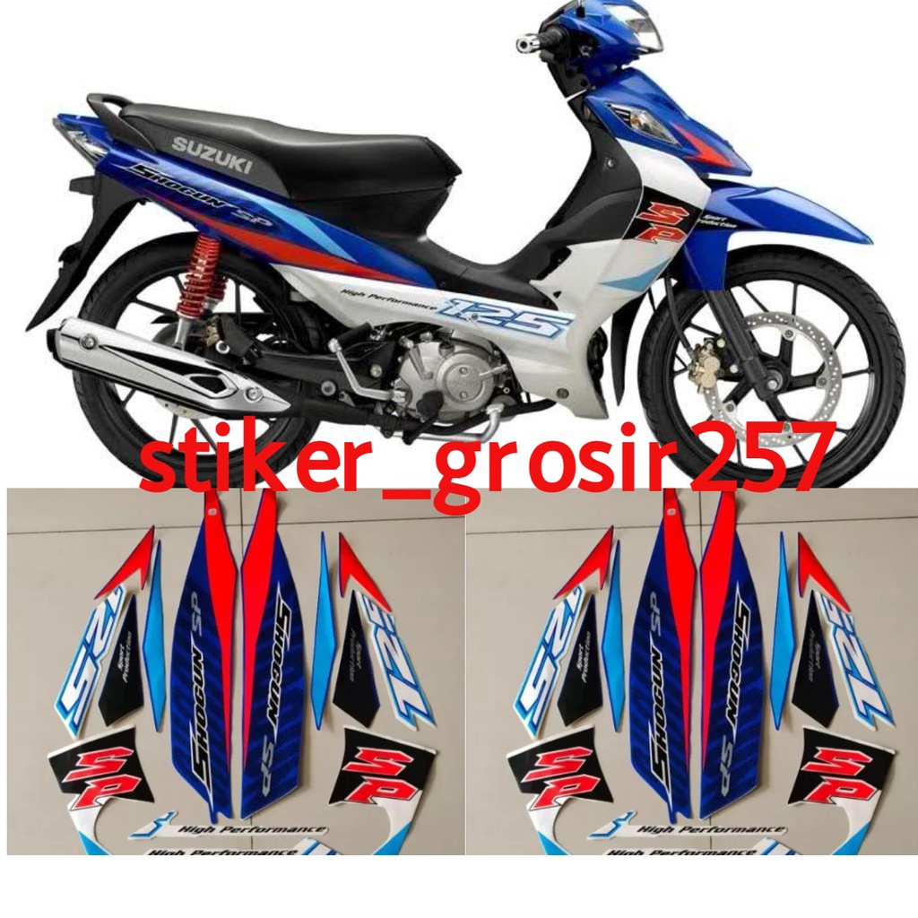 STIKER STRIPING LIS BODY SHOGUN SP 125 2008 2009 PUTIH BIRU STANDAR