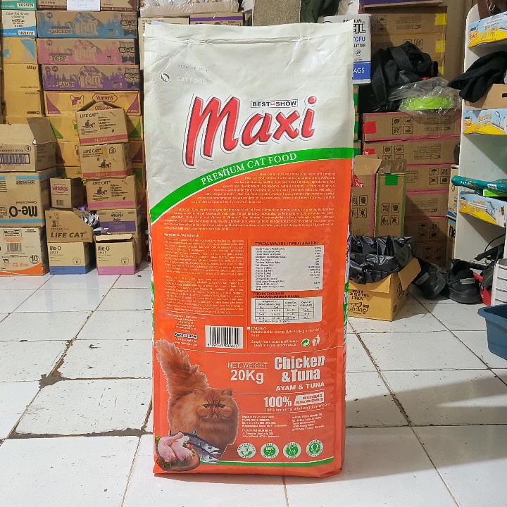 EXPEDISI Makanan Kucing Maxi Cat Chicken &amp; Tuna All Stages Kemasan 20KG