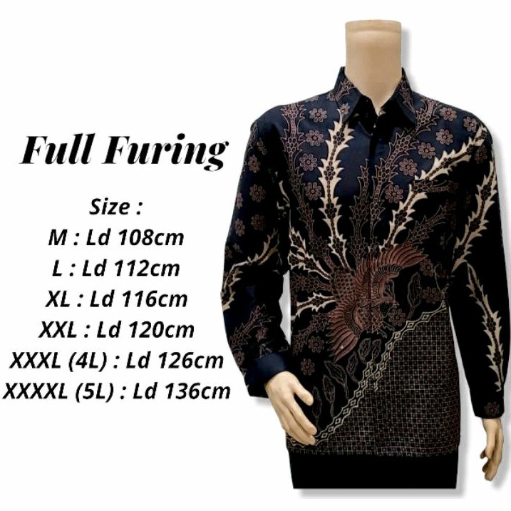 [FULL FURING] Kemeja Batik Pria Furing Jumbo 4L-5L Lengan Panjang Modern Big Size XXXL Seragam Batik KSR-Htm