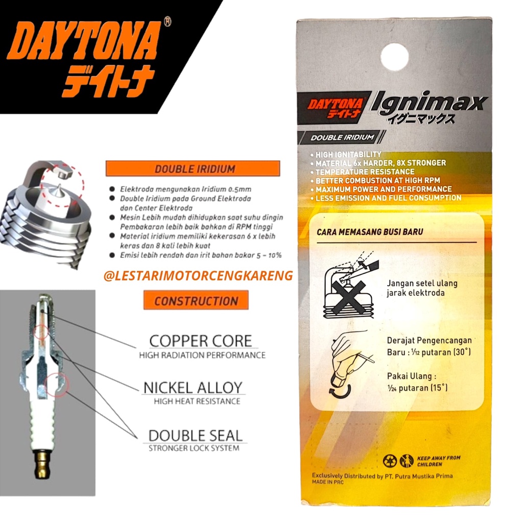 BUSI DAYTONA DOUBLE IRIDIUM 3395 CR8E CR9E NINJA 250 R FI AEROX FU 150