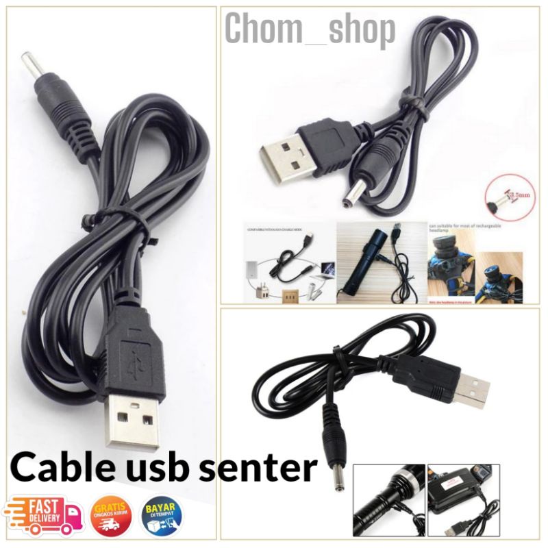 Kabel charger power USB DC 5 V jack 3.5 mm senter kepala/ cable usb senter