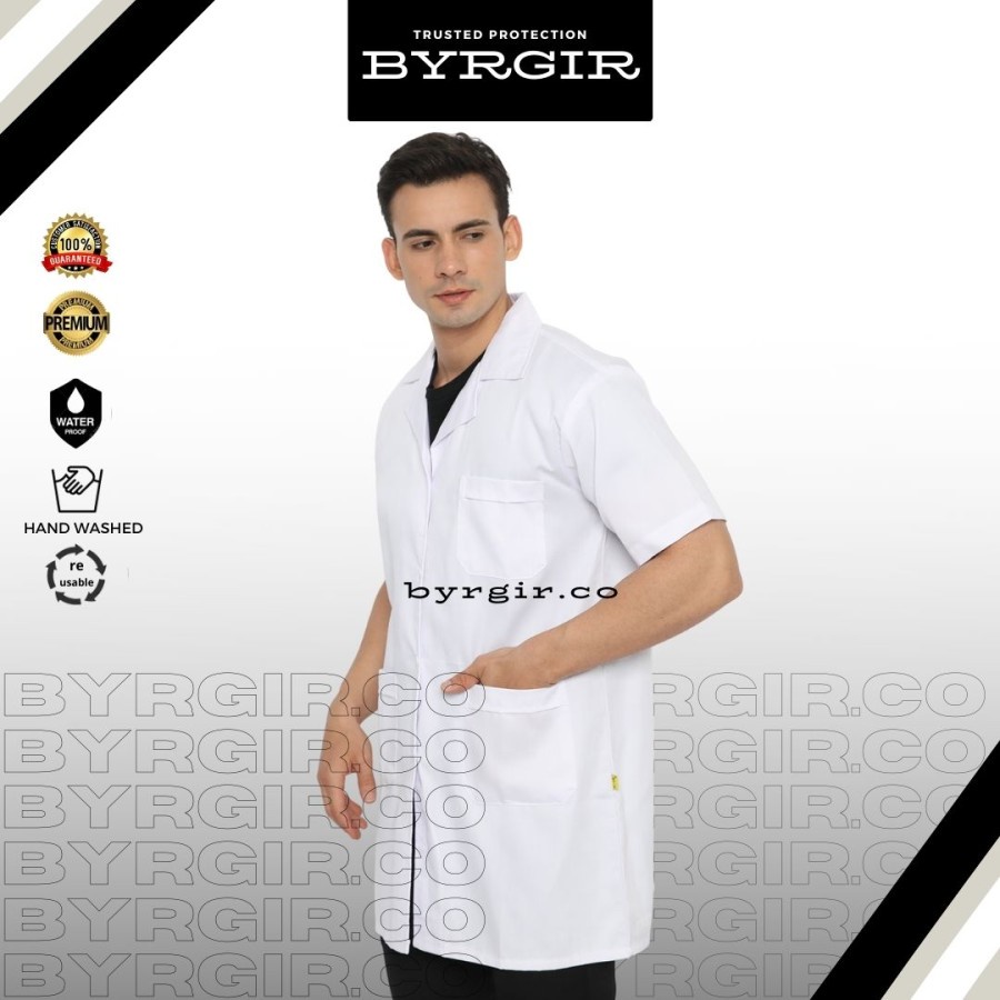 BYRGIR Jas Lab APD Baju Laboratorium  Lengan Pendek Baju RS Praktek Praktikum Lengan Panjang Jas Rumah Sakit Sneli Koas