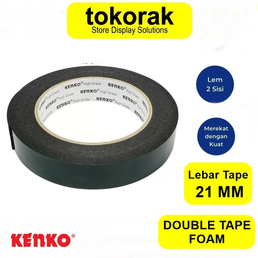 DOUBLE TAPE FOAM 21 MM KENKO 1 INCH ISOLASI DOBEL TIP BUSA HIJAU 1'